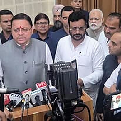 Shadab Shams at a press interaction alongside the Chief Minister of Uttarakhand
